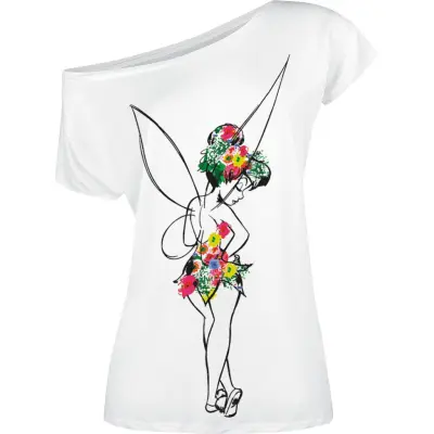 Peter Pan - Disney T-shirt - Tingeling - Flower Power - S XXL - för Dam - vit