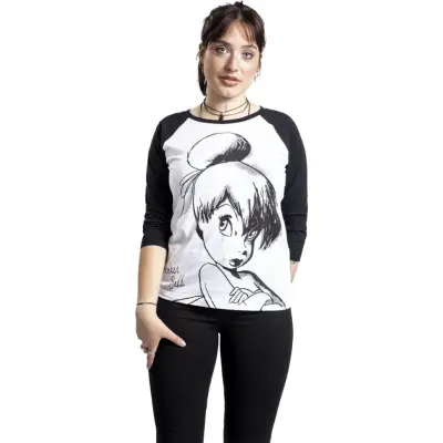 Peter Pan - Disney T-shirt - Tinker Bell - Sketch - S 3XL - för Dam - vit/svart