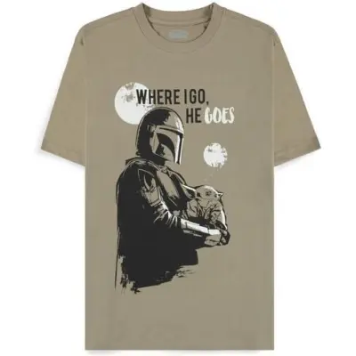 Star Wars - Disney T-shirt - The Mandalorian - Wherever I Go - S XXL - för Herr - sand