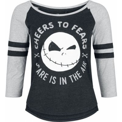 The Nightmare Before Christmas - Disney Långärmad tröja - Jack - Cheers To Fears - Scare Is In The Air - S XXL - för Dam - svart/grå