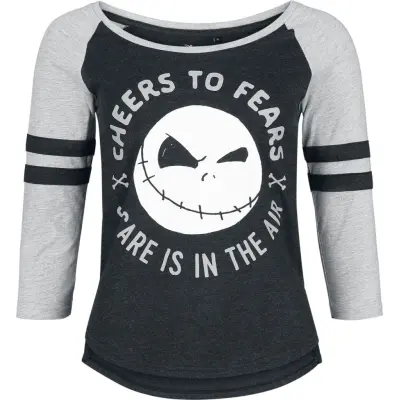 The Nightmare Before Christmas - Disney Långärmad tröja - Jack - Cheers To Fears - Scare Is In The Air - S XXL - för Dam - svart/grå