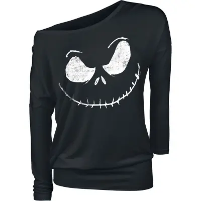 The Nightmare Before Christmas - Disney Långärmad tröja - Jack Skellington - Face - M 5XL - för Dam - svart