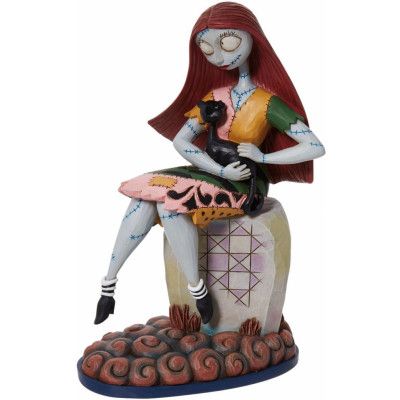 The Nightmare Before Christmas - Disney Samlingsfigurer - Sally mit Katze auf einem Grabstein sitzend - för