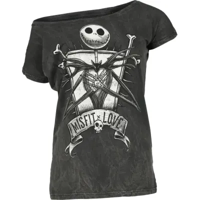 The Nightmare Before Christmas - Disney T-shirt - Jack Skellington - Misfit Love - S XL - för Dam - mörkgrå