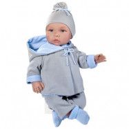 Asi, Babydocka Leo 46 cm med grå kläder