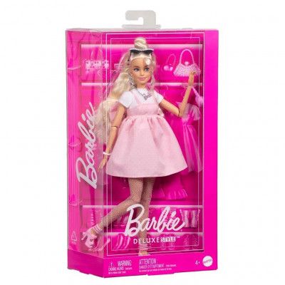 Barbie Deluxe Style Docka Blond med rosettklänning - Barbie -  Leksaksaffären