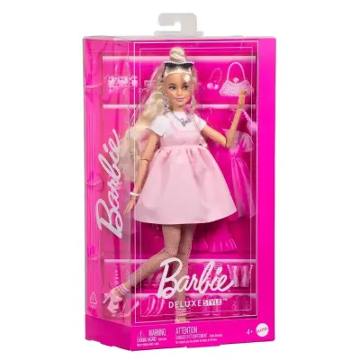 Barbie Deluxe Style Docka Blond med rosettklänning - Barbie -  Leksaksaffären