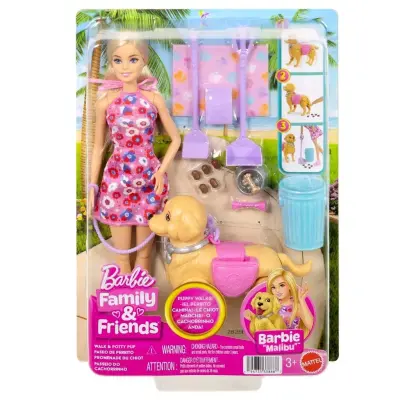 Barbie Walk&Potty Pup Malibu - Barbie -  Leksaksaffären