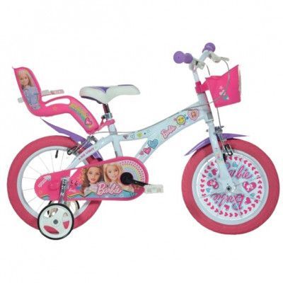 Dino - Barncykel - Barbie 14 Tum Rosa/Vit
