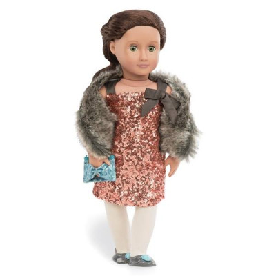 Our Generation, Dockkläder - Deluxe Paljettklänning med pälskrage