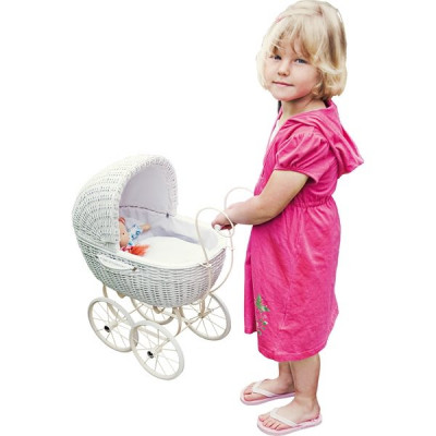 Import For Kids Small Foot, Dockvagn - Vit Wickerwork