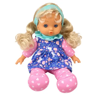Happy Friend Mjuk docka med hår 30cm Blond Turkost hårband - Happy Friend -  Leksaksaffären