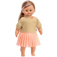 Skrållan Docka Mörkt hår rosa slingor