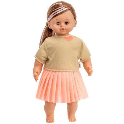 Skrållan Docka Mörkt hår rosa slingor