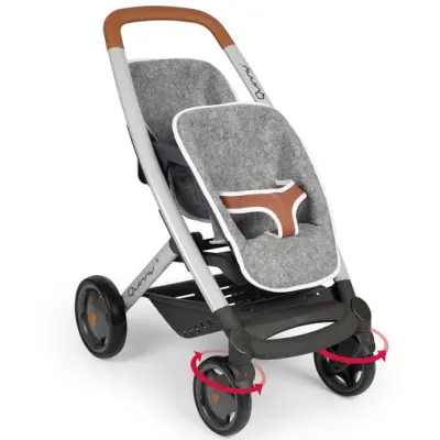 Smoby - Mc&Q Tvillingvagn Grå