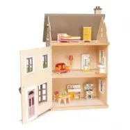Tender Leaf Toys - Dockskåp Villa With Furniture 16 Delar