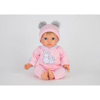 Tiny Treasures Doll Blont hår Rosa outfit med pom pom 30168