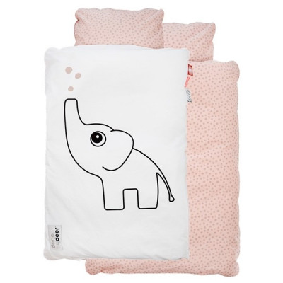 Done By Deer, Bäddset Vagn&Vagga - Elphee 70 x 80 cm rosa