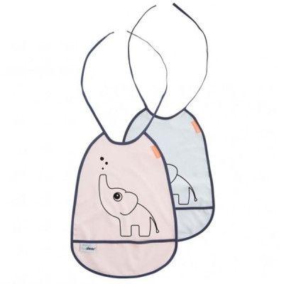 Done By Deer, Bibs 2-pack Elphee Rosa/Grå