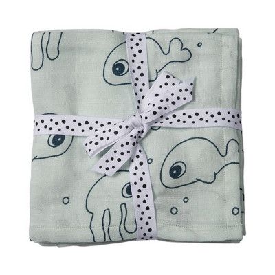 Done by Deer burp cloth 2-pack, sea friends blue