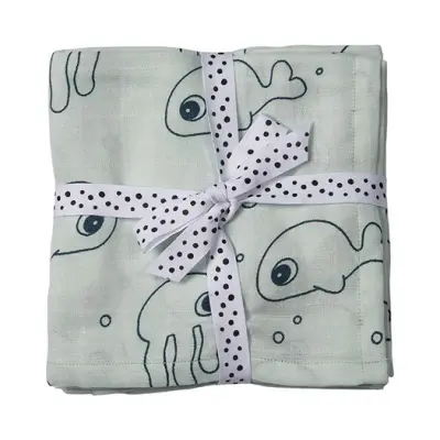 Done by Deer burp cloth 2-pack, sea friends blue