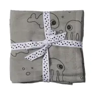 Done by Deer burp cloth 2-pack, sea friends grå