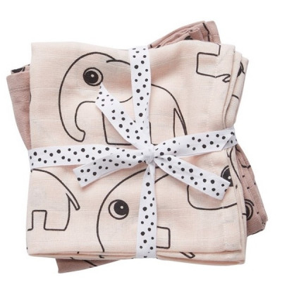 Done by Deer Done By Deer, Burp cloth - Contour, Rosa 2-pack