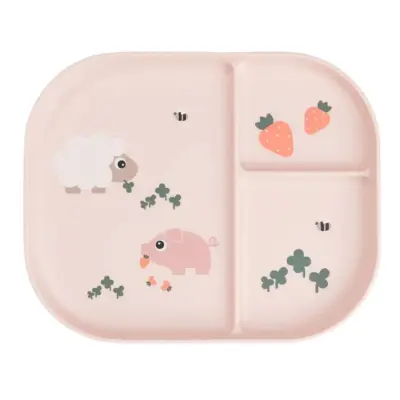 Done by Deer indelad tallrik Tiny Farm, rosa