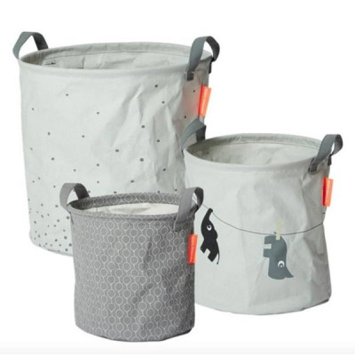 Done By Deer, Mjuk Förvaringskorg 3-pack Grå