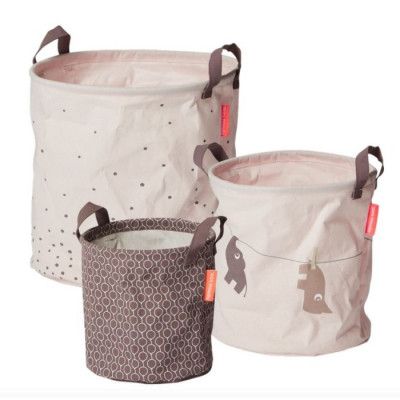 Done By Deer, Mjuk Förvaringskorg 3-pack Rosa
