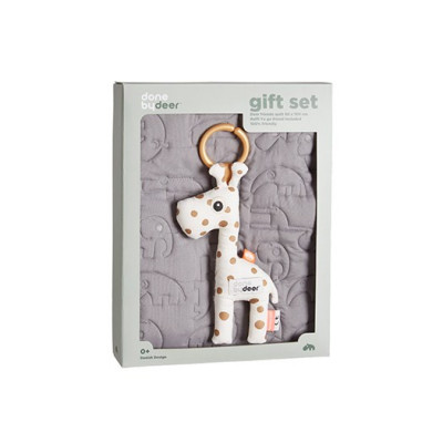 Done by Deer Quilt gift set 80x100 cm, grey