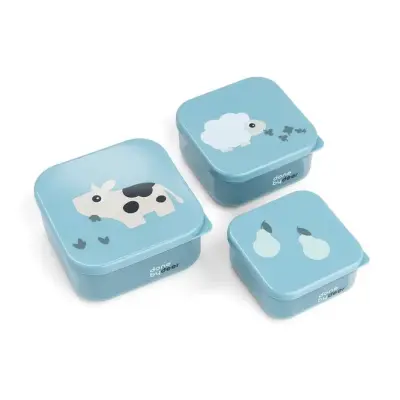 Done by Deer snack box set Tiny Farm 3 delar, blue