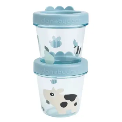 Done by Deer snackslådor 2-pack Tiny Farm, blue