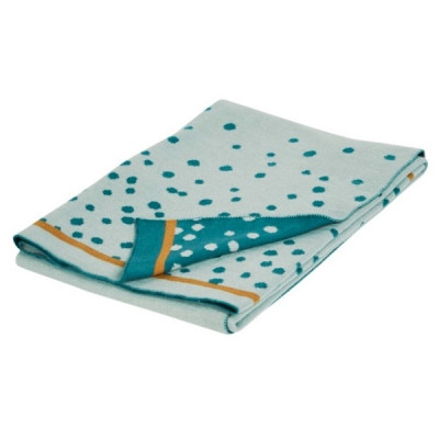 Done By Deer, Stickad Filt Happy Dots Blå