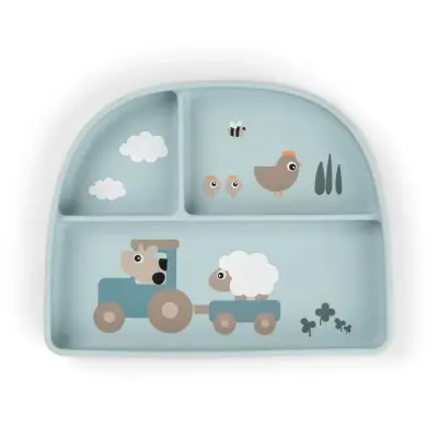 Done by Deer stick&stay indelad tallrik Tiny farm, blue