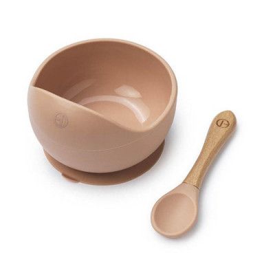 Elodie Details silikonskål med sked, blushing pink