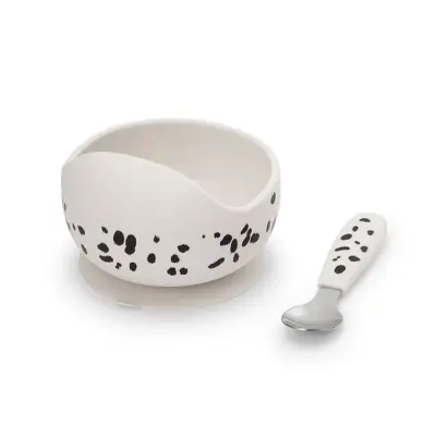 Elodie Details silikonskål med sked, dalmatian dots