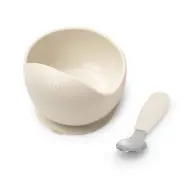 Elodie Details silikonskål med sked i metall, vanilla white
