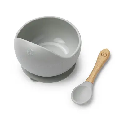Elodie Details silikonskål med sked, mineral green