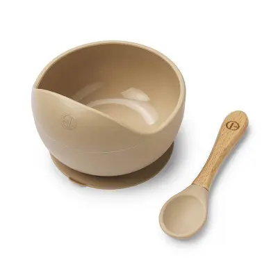 Elodie Details silikonskål med sked, pure khaki