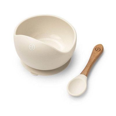 Elodie Details silikonskål med sked, vanilla white