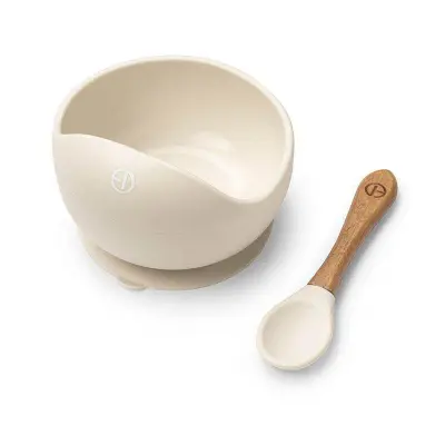 Elodie Details silikonskål med sked, vanilla white