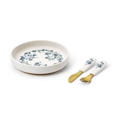 Elodie Details silikontallrik med bestick, Garden Leo Toile