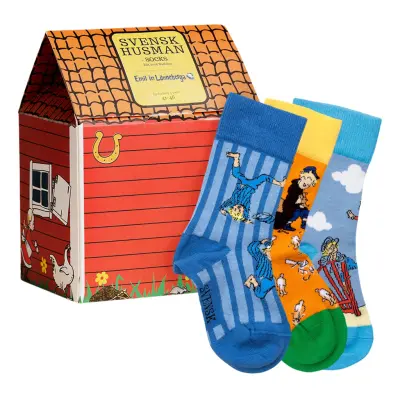 Emil i Lönneberga™ Snickerboa Strumpor för Barn Presentbox - 27-30