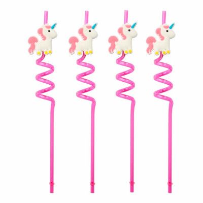Återanvändbara Sugrör Enhörning - 4-pack
