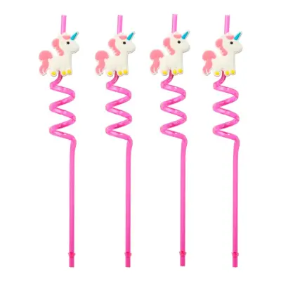 Återanvändbara Sugrör Enhörning - 4-pack