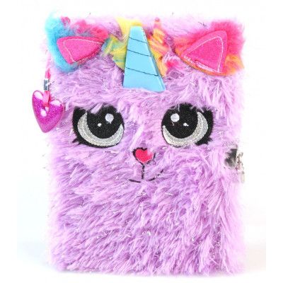 Anteckningsbok med lås Plysch Enhörning