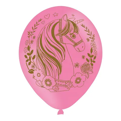 Ballonger Enhörningshuvud Rosa - 6-pack