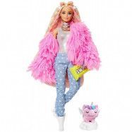 Barbie Pink Coat with Pet Unicorn-Pig Extra Doll