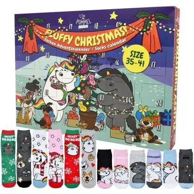 Chubby Unicorn - Enhörning Adventskalender - Adventskalender med puffiga julstrumpor - för Dam - flerfärgad